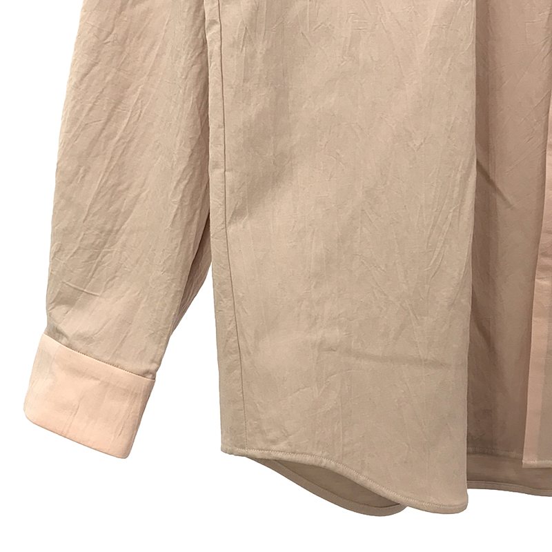 山内 / ヤマウチ 塩縮加⼯コットンリネンシャツ ⽻襟無し