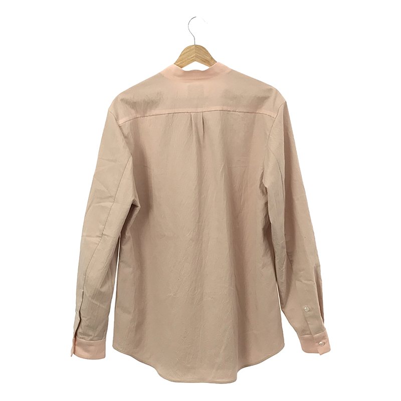 山内 / ヤマウチ 塩縮加⼯コットンリネンシャツ ⽻襟無し