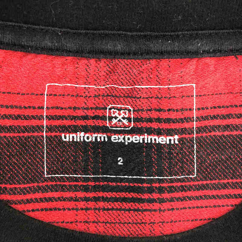 uniform experiment / ユニフォームエクスペリメント バックチェック 切替 ロゴプリント Tシャツ