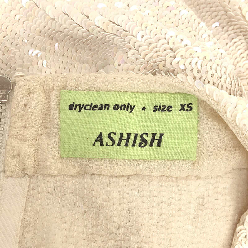 ASHISH / アシシュ silk 100％ / シルク スパンコール バックジップ トップス カットソー