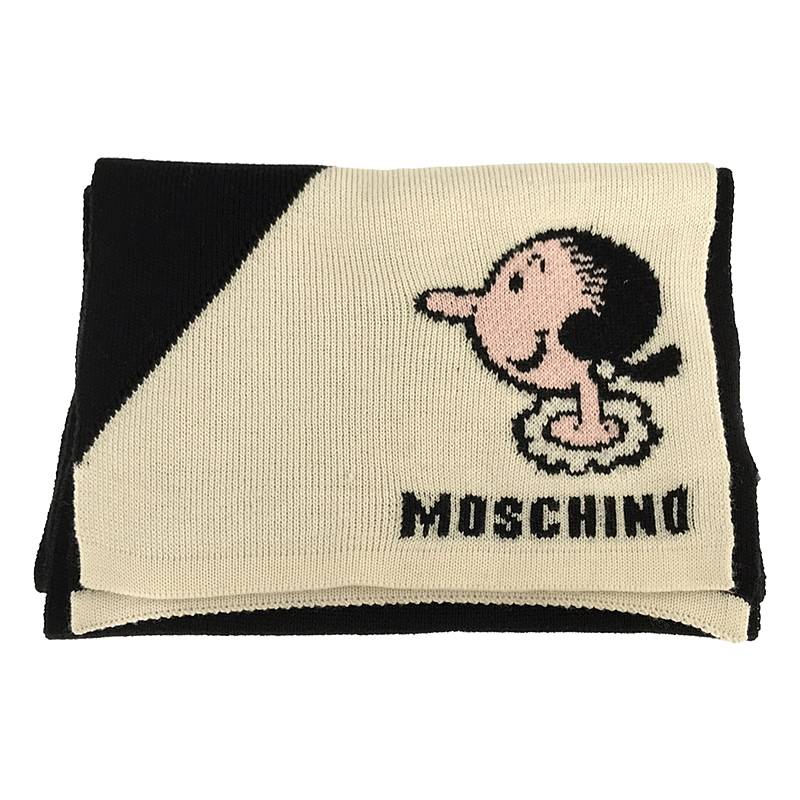 MOSCHINO / モスキーノ ×POPEYE オリーブ柄 ウールマフラー