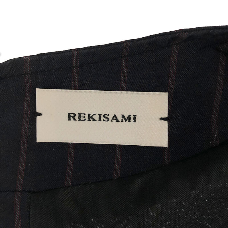 REKISAMI / レキサミ キュプラ ストライプ 切替 Vネックワンピース