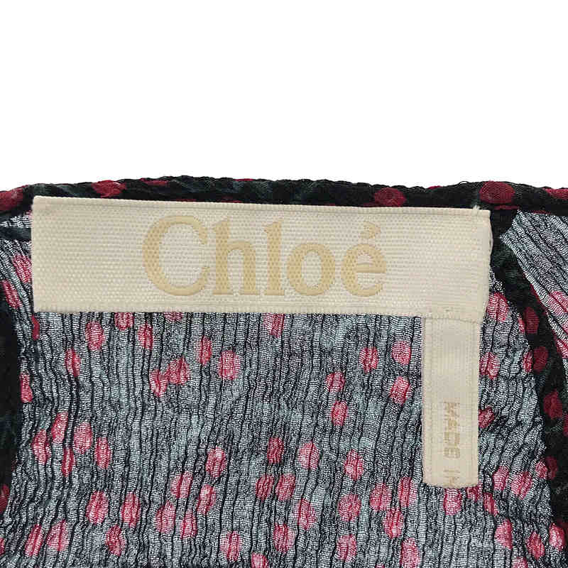 Chloe / クロエ シルク混 フラワー柄 レース切替 フレアスリーブ チュニック ブラウス