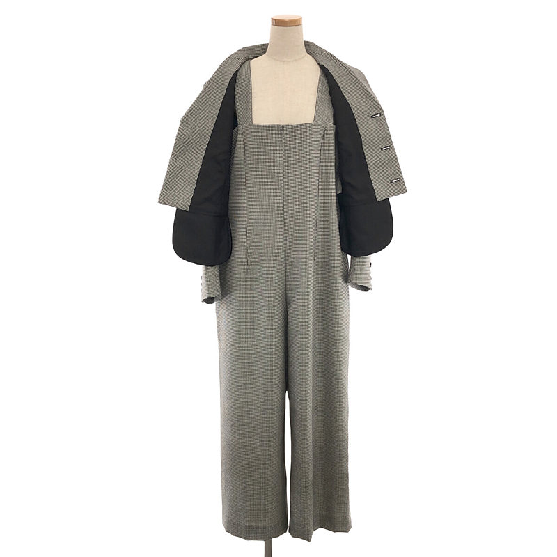 COMME des GARCONS COMME des GARCONS / コムコム セットアップ 千鳥格子 異素材 変形 ジャケット / ワイド サロペット