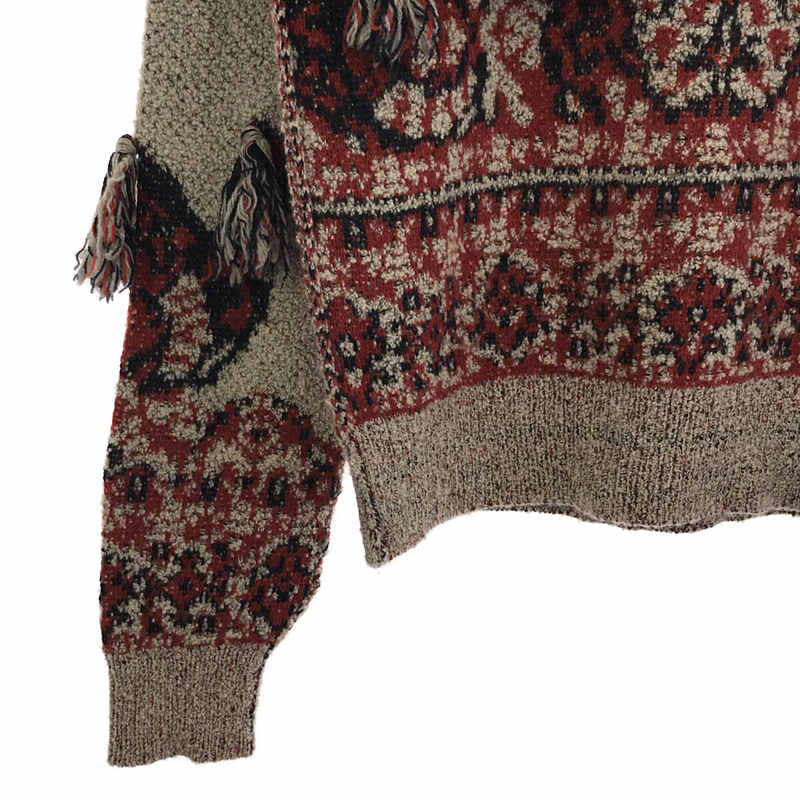 Rug jacquard knit pullover ラグ ジャガード フリンジ ニット プル