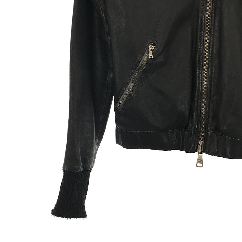 GIORGIO BRATO / ジョルジオブラット ラムレザー 袖リブ ハイネック シングルライダース ジャケット