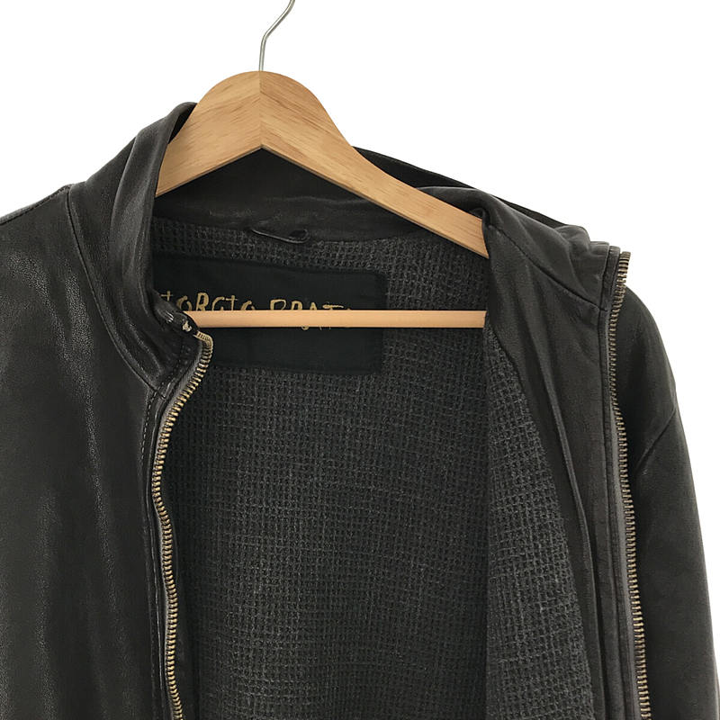 GIORGIO BRATO / ジョルジオブラット ラムレザー 袖リブ ハイネック シングルライダース ジャケット