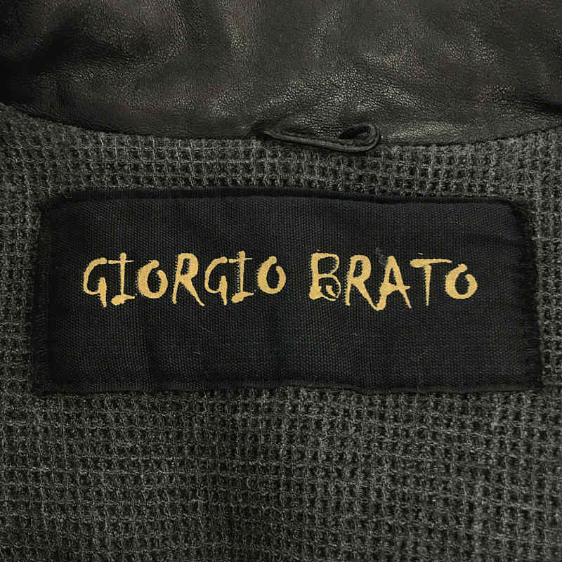 GIORGIO BRATO / ジョルジオブラット ラムレザー 袖リブ ハイネック シングルライダース ジャケット