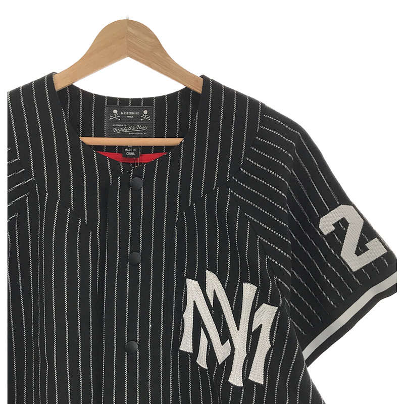 mastermind JAPAN / マスターマインドジャパン × MITCHELL&NESS AUTHENTIC WOOL JERSEY / ストライプ ベースボール シャツ