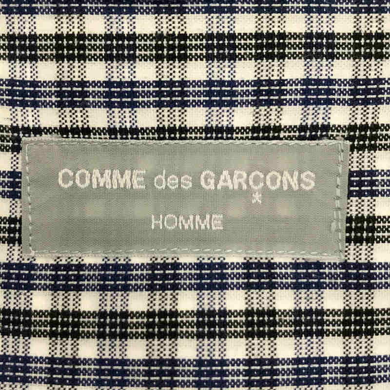 COMME des GARCONS HOMME / コムデギャルソンオム 90s 銀タグ コットン チェック バック パッチワーク 切替 ワイドシルエット 半袖 シャツ