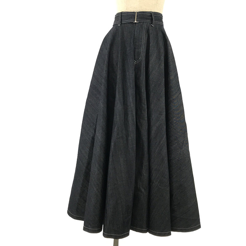 super flare denim skirt スーパー フレア デニムスカート ベルト付き