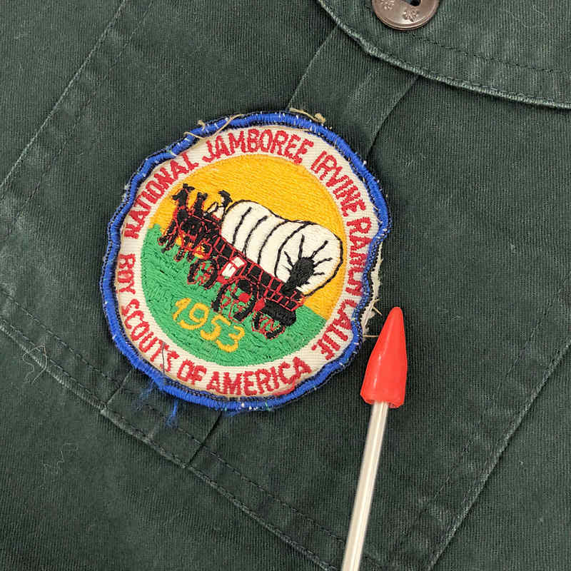 VINTAGE / ヴィンテージ 古着 推定1950s～ BOY SCOUTS マチ有 ワッペン コットン ノーカラー ボーイスカウト シャツ