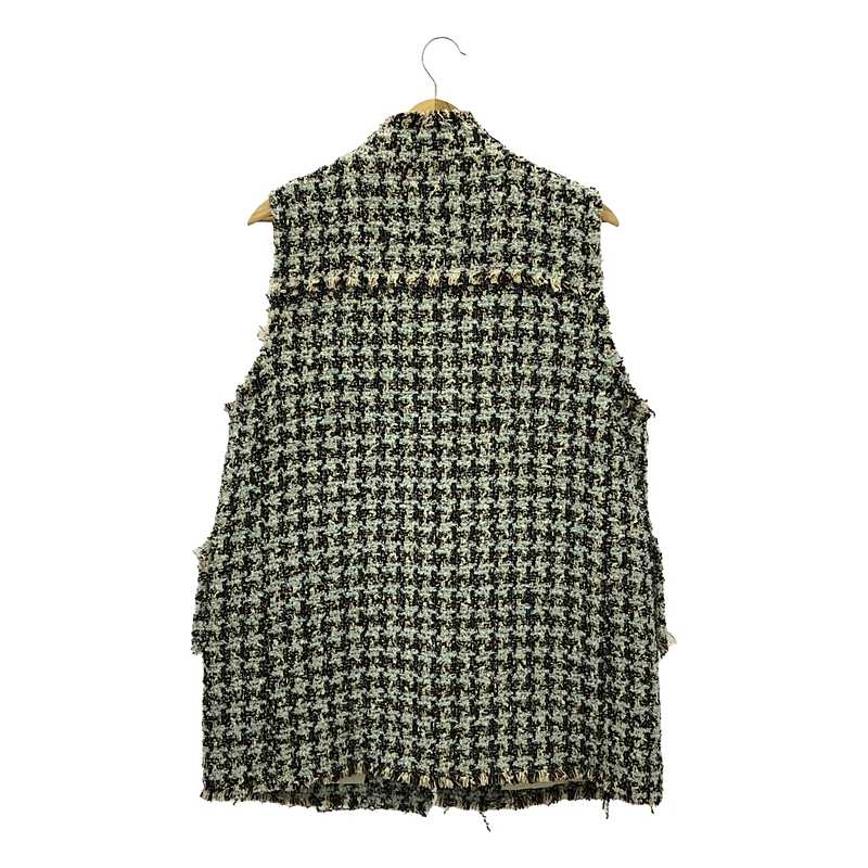 その他 ハウンドトゥースツイード ロングベスト コート/ キルティング総裏地