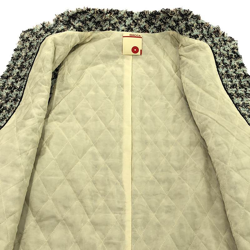 その他 ハウンドトゥースツイード ロングベスト コート/ キルティング総裏地