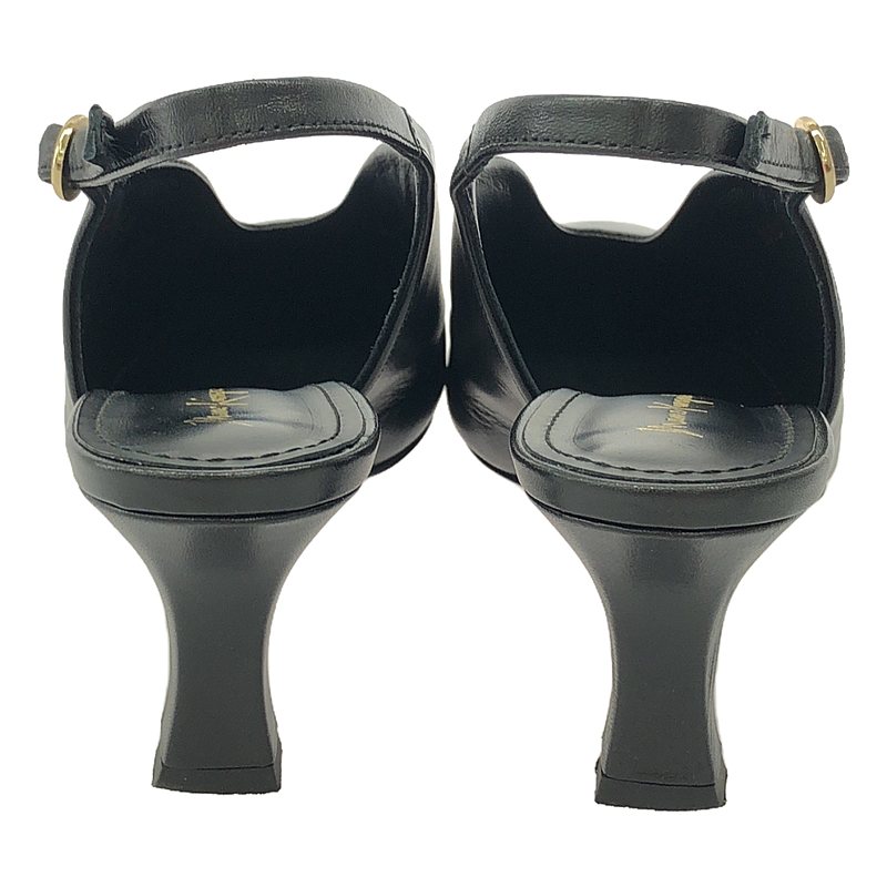 Mame Kurogouchi / マメクロゴウチ Curved Line Sling Back Heels / レザー ストラップ パンプス