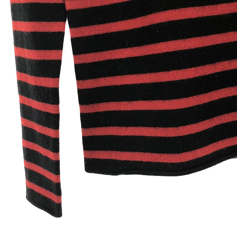 Drawer / ドゥロワー カシミヤ パフショルダー ボーダー クルーネックニット