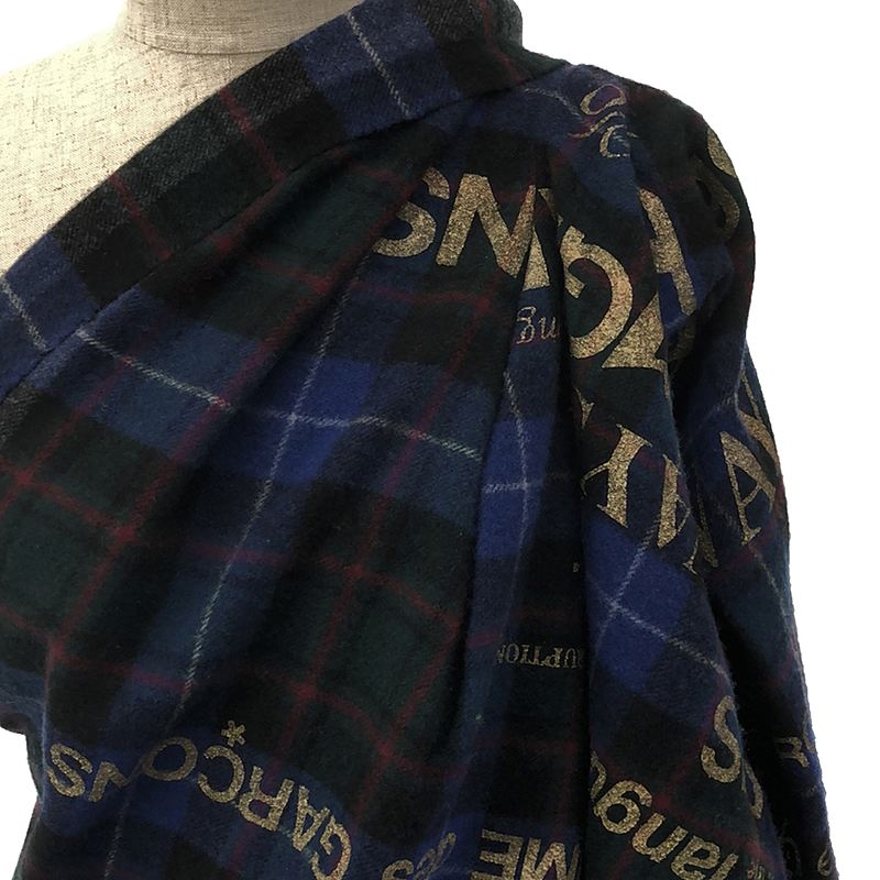 COMME des GARCONS / コムデギャルソン Printed Check Half Sleeve Jacket  / ウール アシンメトリー 変形 ジャケット