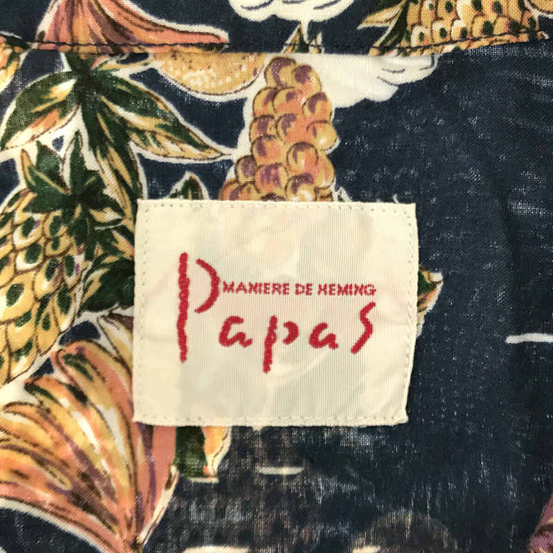 PAPAS / パパス レーヨン 総柄 開襟 オープンカラー アロハ シャツ