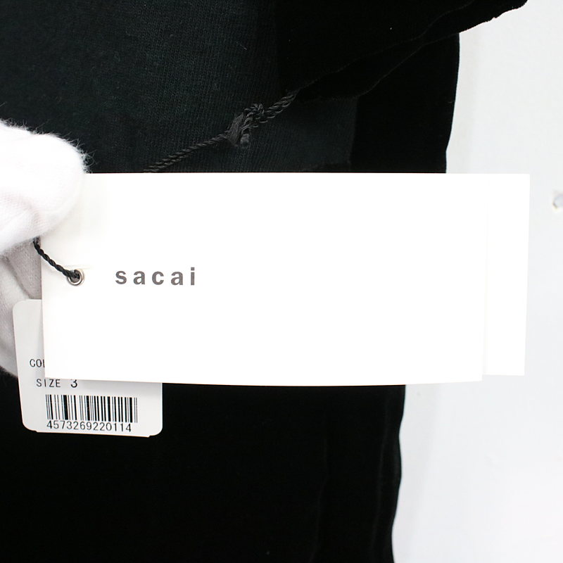 sacai / サカイ ベロア切替ビジュー装飾プリントワンピース