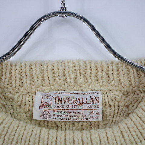 INVERALLAN / インバーアラン 1A ウールクルーネックケーブルニット