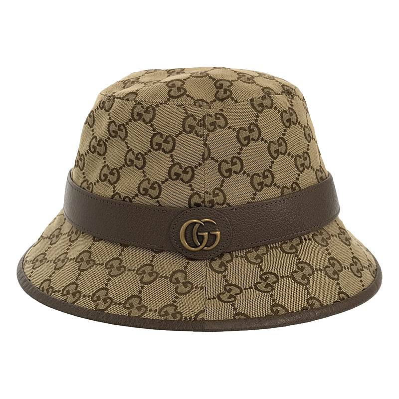 GUCCI / グッチ 576587 / レザー切替 GGキャンバス フェドラハット / 帽子