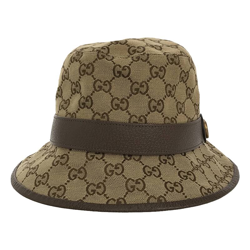 GUCCI / グッチ 576587 / レザー切替 GGキャンバス フェドラハット / 帽子