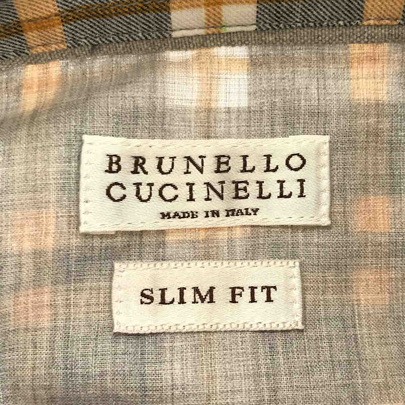 BRUNELLO CUCINELLI / ブルネロクチネリ コットン チェック ワイドカラーシャツ