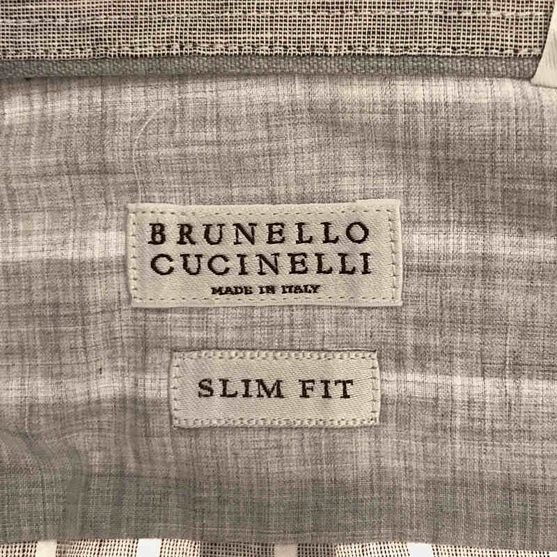 BRUNELLO CUCINELLI / ブルネロクチネリ コットン リネン ストライプ ボタンダウンシャツ