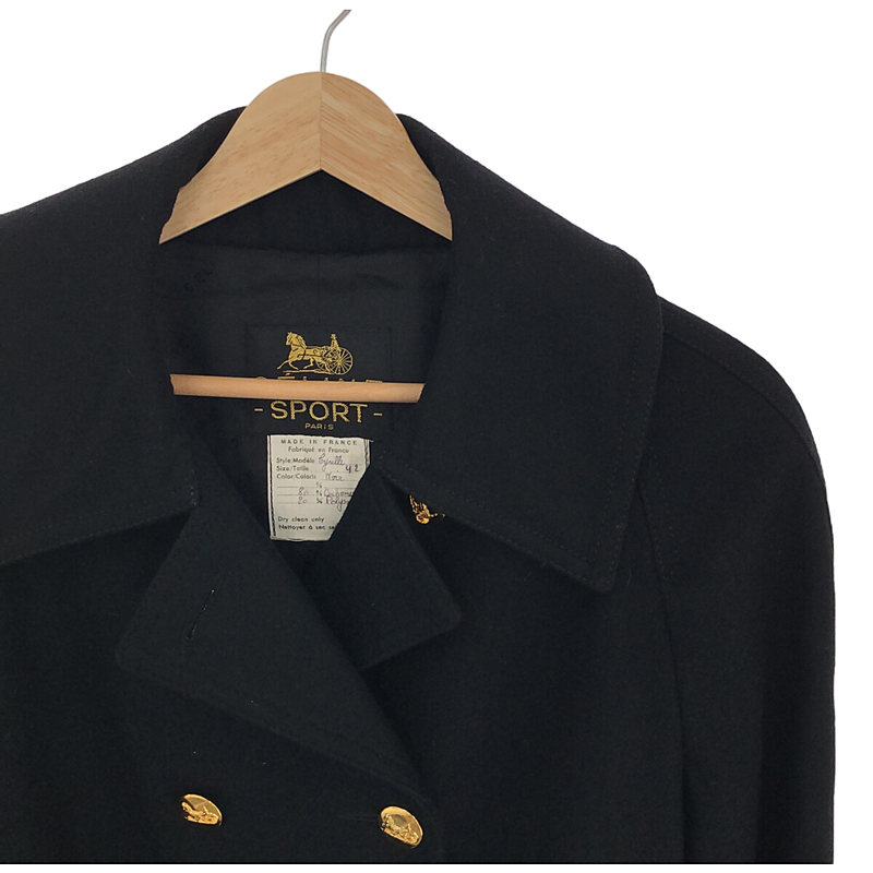 CELINE / セリーヌ SPORTS OLD / オールド 金ボタン ウール シングルコート / ロゴ 総裏地