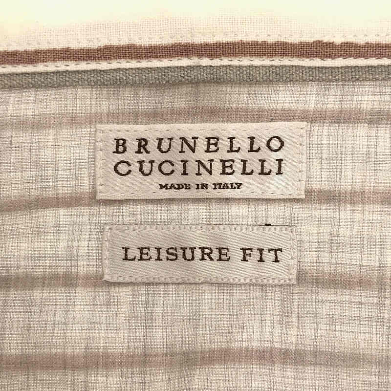 BRUNELLO CUCINELLI / ブルネロクチネリ リネン ストライプ ボタンダウンシャツ