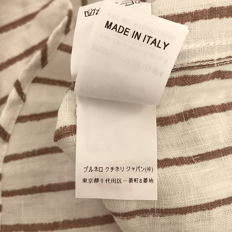 BRUNELLO CUCINELLI / ブルネロクチネリ リネン ストライプ ボタンダウンシャツ