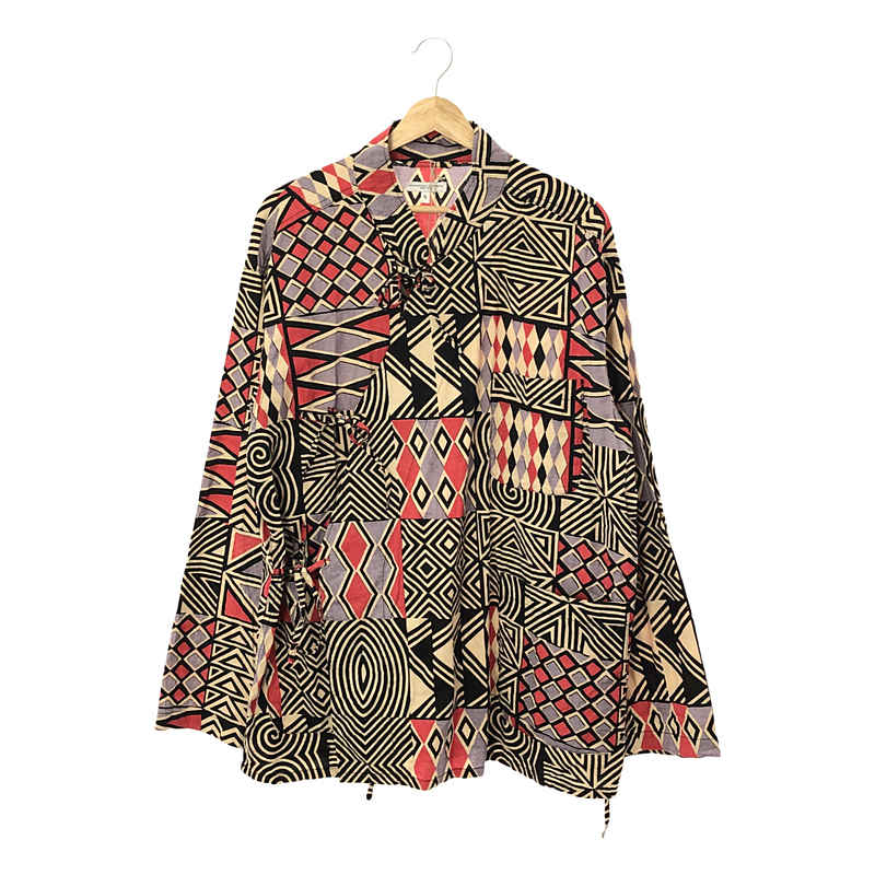 Tibet Print Shirt / 総柄 スタンドカラー オーバー チベットシャツ