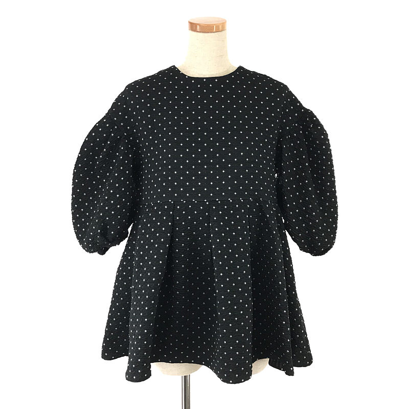 Dot jacquard blouse ドット ジャガード タック ボリューム ブラウス チュニック プルオーバー