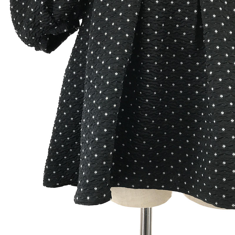 Dot jacquard blouse ドット ジャガード タック ボリューム ブラウス