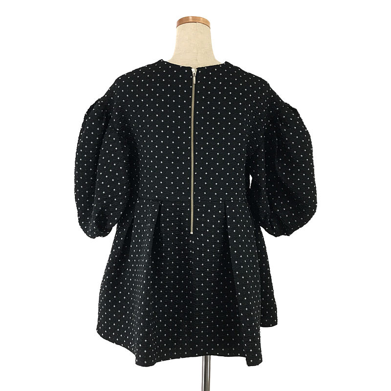 Bluelea / ブルレア Dot jacquard blouse ドット ジャガード タック ボリューム ブラウス チュニック プルオーバー