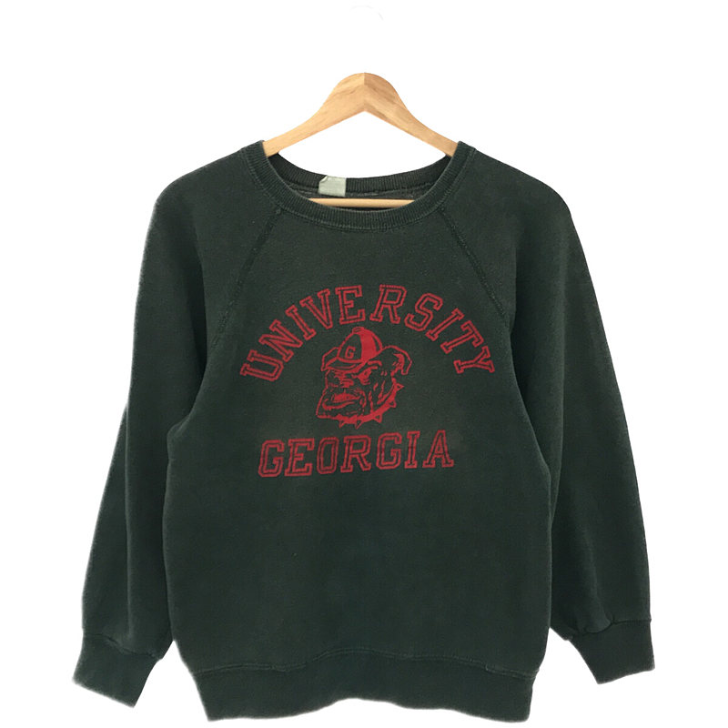 70s VINTAGE ヴィンテージ バータグ 後染め UNIVERSITY GEORGIA カレッジプリント ラングランスリーブ スウェット