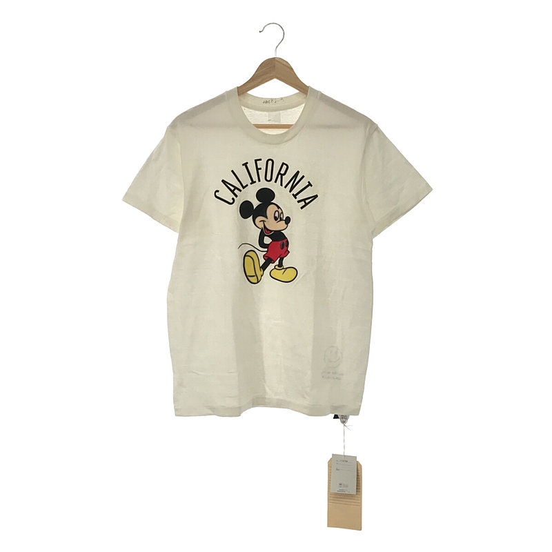 × Disney ディズニー コラボ ユーズド加工 ミッキー プリント Tシャツ