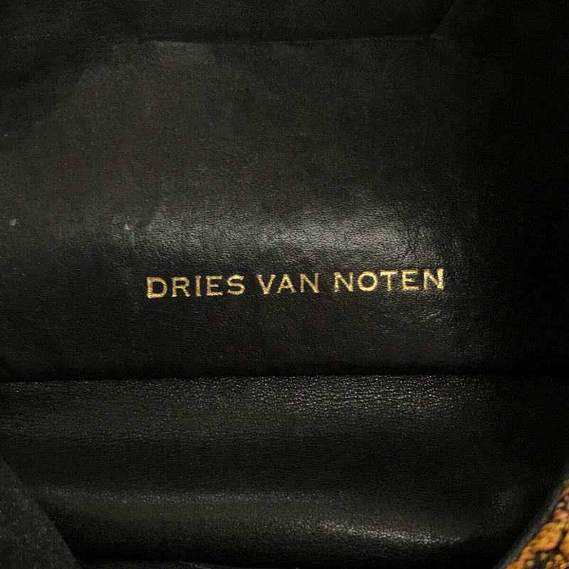 DRIES VAN NOTEN / ドリスヴァンノッテン フラワー ジャガード 刺繍 レザー切替 クラッチ バッグ セカンド ポーチ