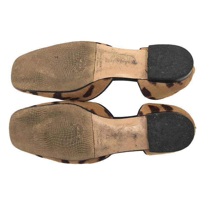 NEBULONI E / ネブローニ レオパード ハラコレザー スクエアトゥ フラットシューズ