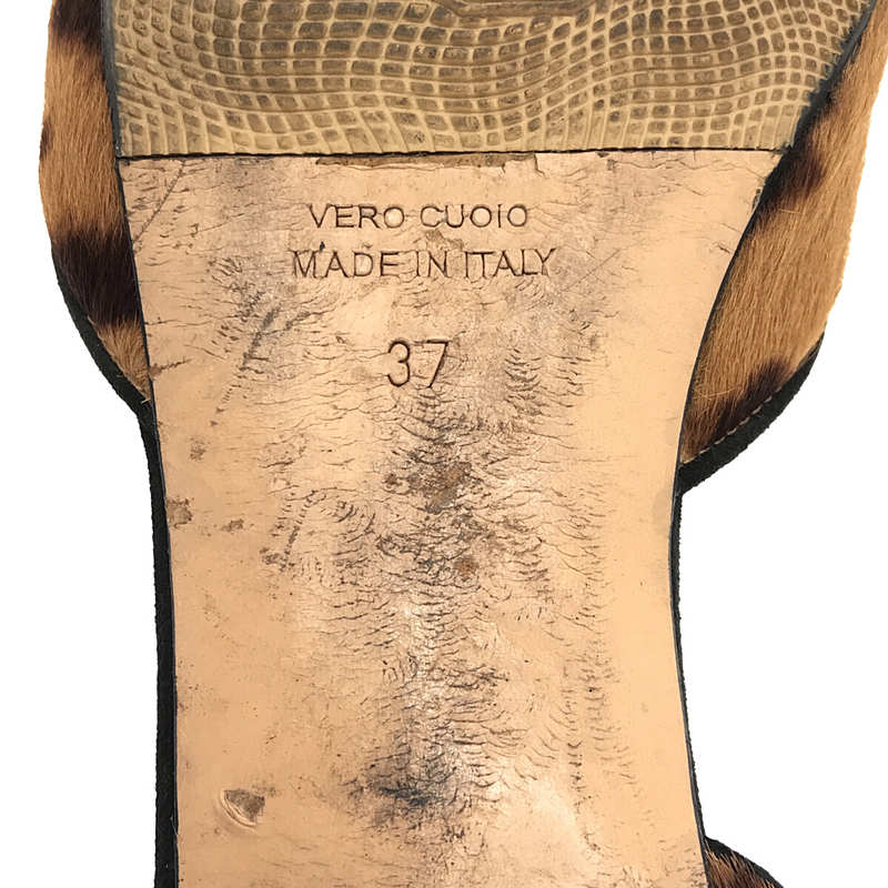 NEBULONI E / ネブローニ レオパード ハラコレザー スクエアトゥ フラットシューズ