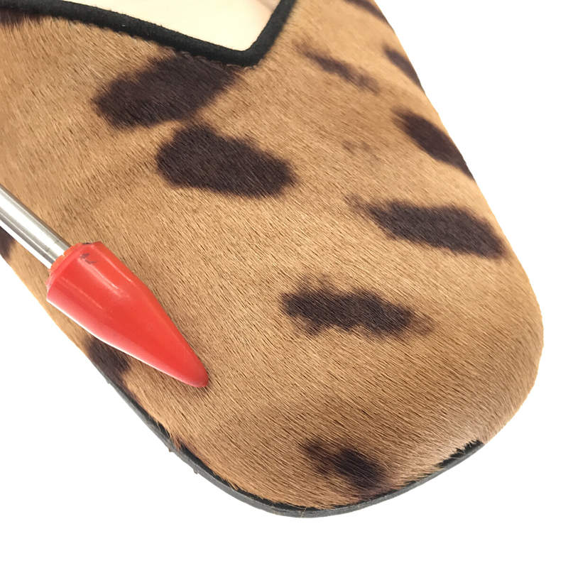 NEBULONI E / ネブローニ レオパード ハラコレザー スクエアトゥ フラットシューズ