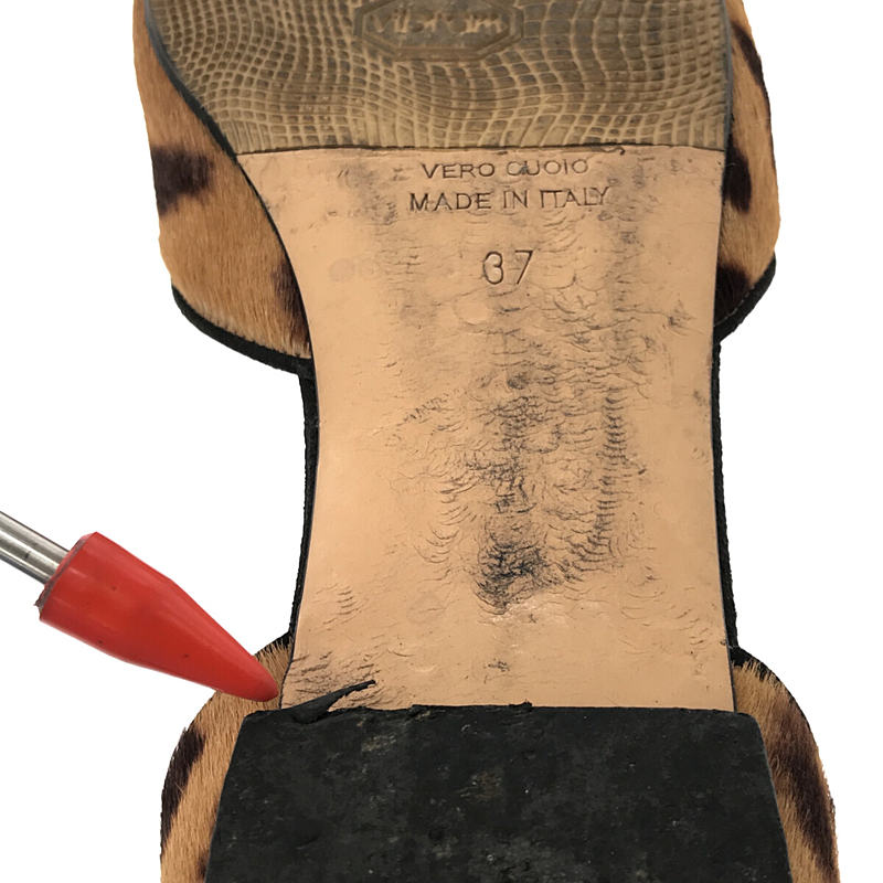 NEBULONI E / ネブローニ レオパード ハラコレザー スクエアトゥ フラットシューズ