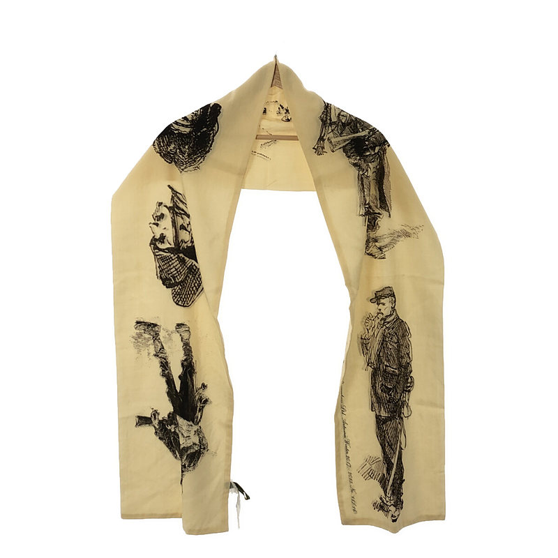 【新品】  Paul Harnden / ポールハーデン | Wide Scarf / silk 100％ シルク ワイド スカーフ | Print Silk