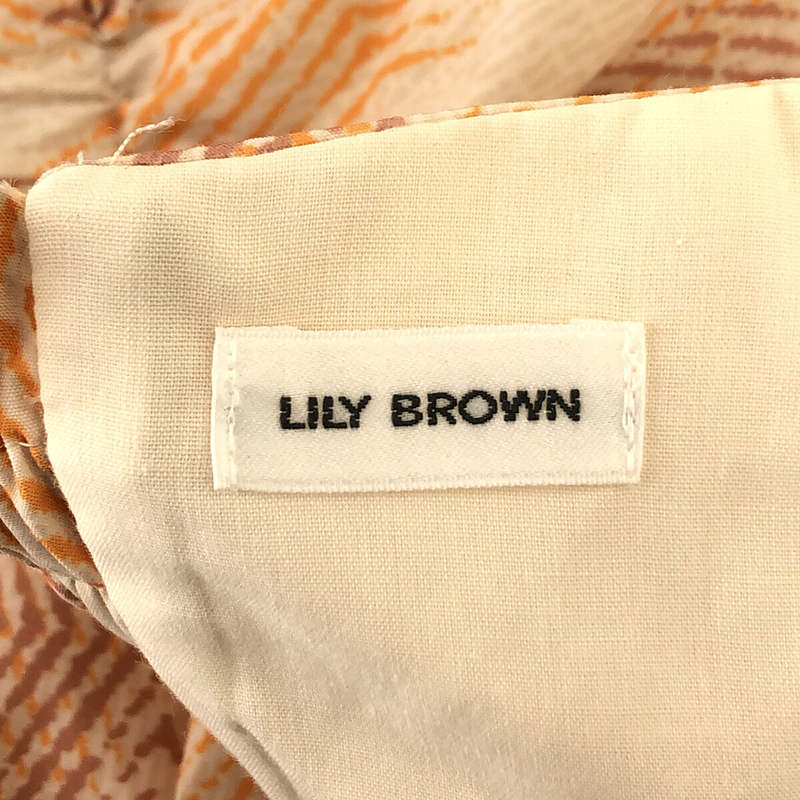 LILY BROWN / リリーブラウン 裏地付き アートプリント バックリボン ロングスカート