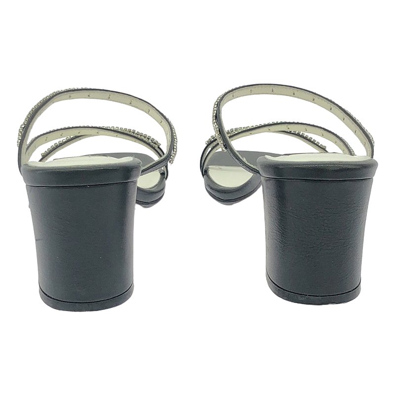 その他 ラインストーン レザー ヒール サンダル