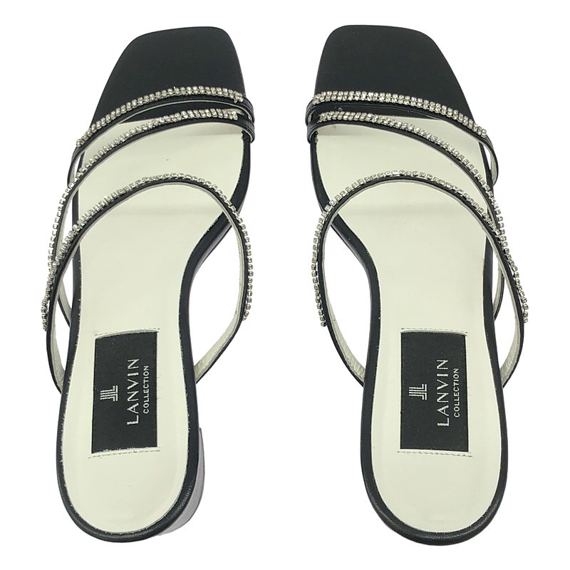 その他 ラインストーン レザー ヒール サンダル