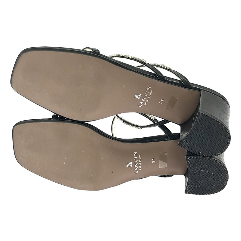 その他 ラインストーン レザー ヒール サンダル