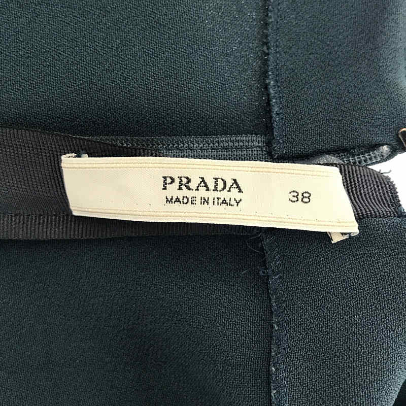 【美品】PRADA フレアワンピース　ボーダー　ノースリーブ　クリーニング済みコットン94％エラスタン6%