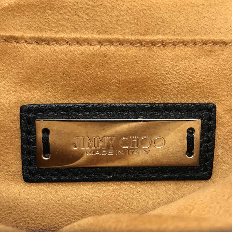 JIMMY CHOO / ジミーチュウ 2way ショルダー付き スタッズ 装飾 フラップ レザー ハンドバッグ