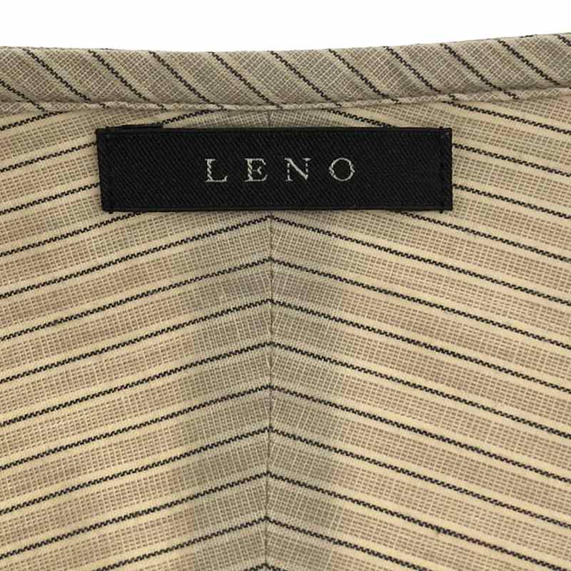 LENO / リノ ストライプ ノーカラーシャツ